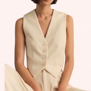 Enza Costa Cream Crepe Vest NWOT Size S Minimalist Tailored Chic Layering Piece